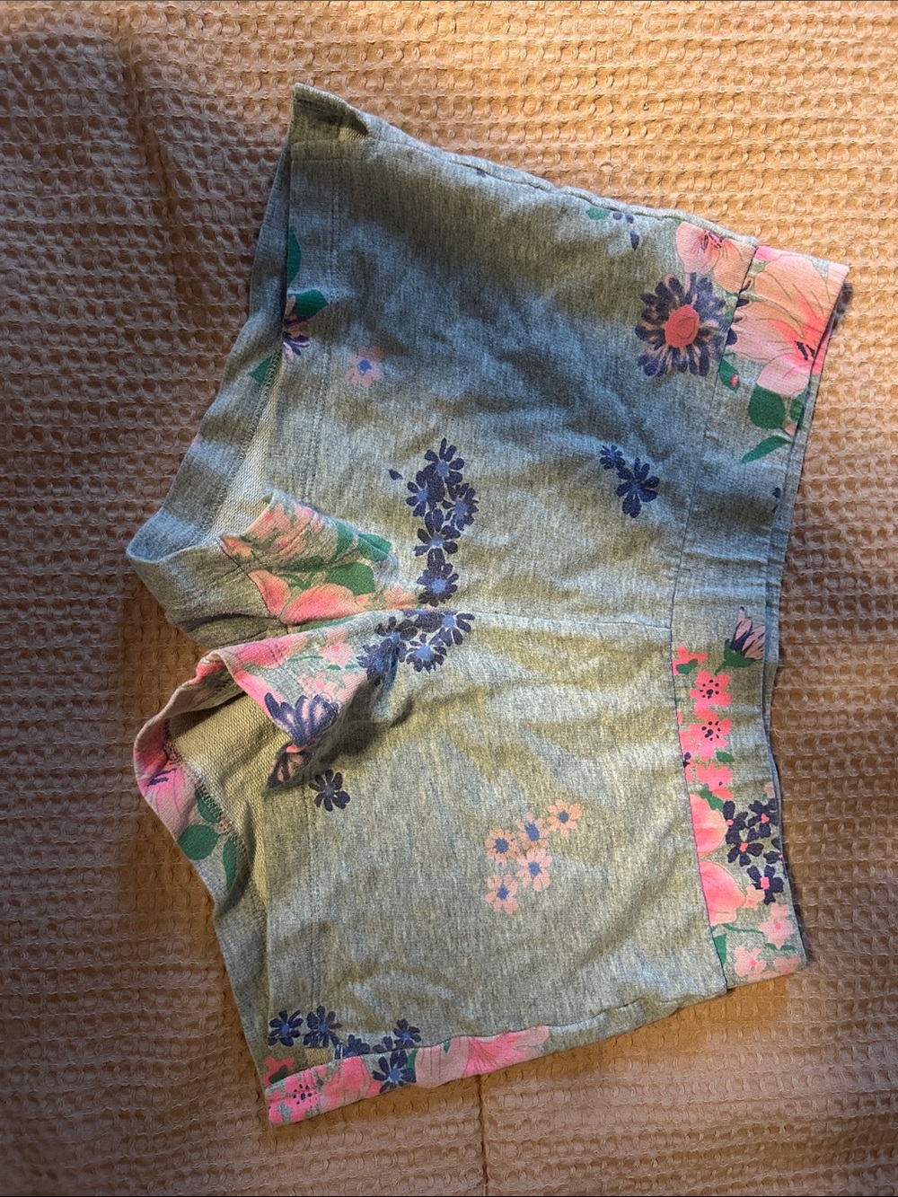 Old Navy Gray Knit Shorts with Pink & Purple Floral Print